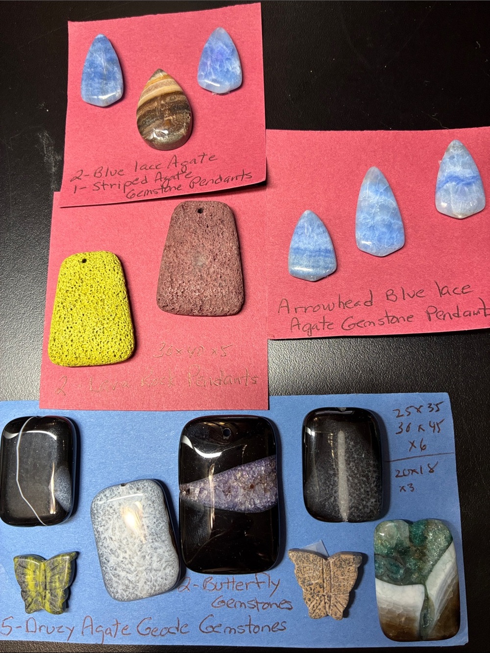 Lot of 15 gemstone pendants